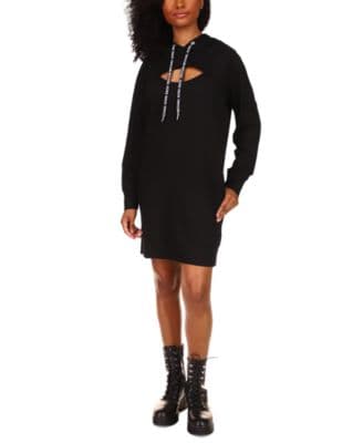 Cutout Hoodie Dress In Black
