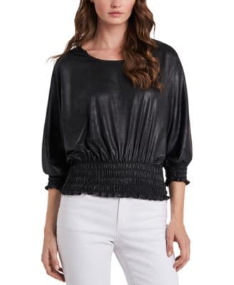 Smocked-hem Blouse In Rich Black - M