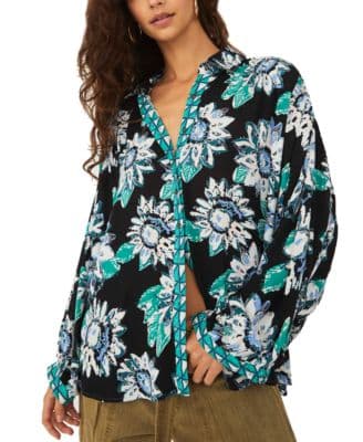 Good Vibrations Printed Blouse In Black Combo - M