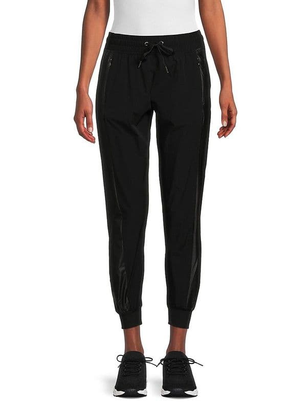 Women's Mixed Media Joggers - Black - S