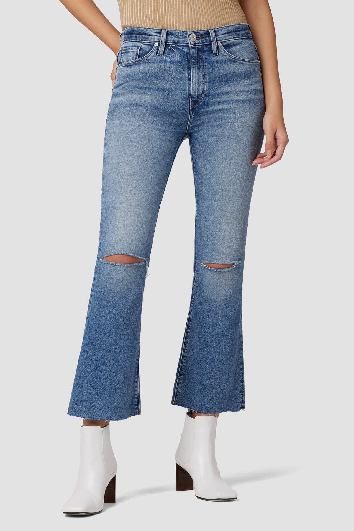 Barbara Ripped Bootcut Jeans In Steady