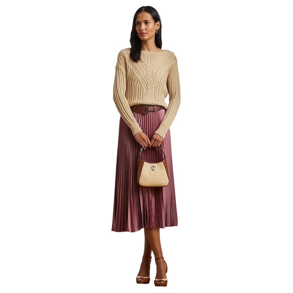 Rose Mauve Pleated Satin Charmeuse Skirt