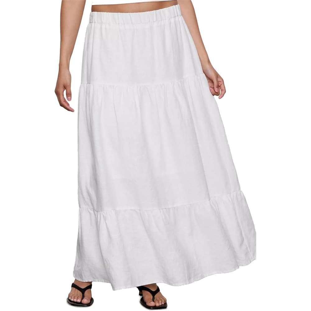 White The Prairie Linen Tiered Maxi Skirt - M