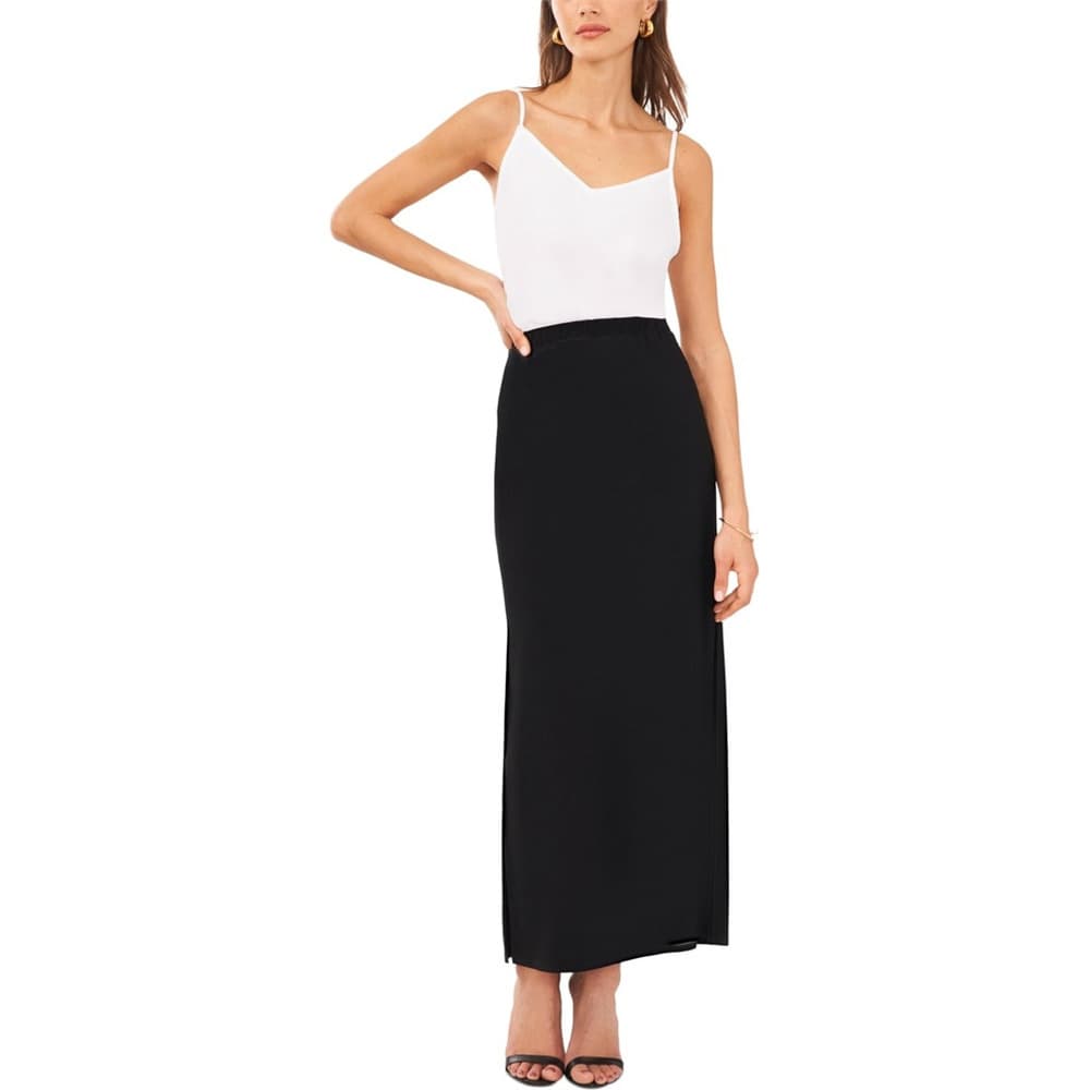 Rich Black Pull-on A-line Maxi Skirt